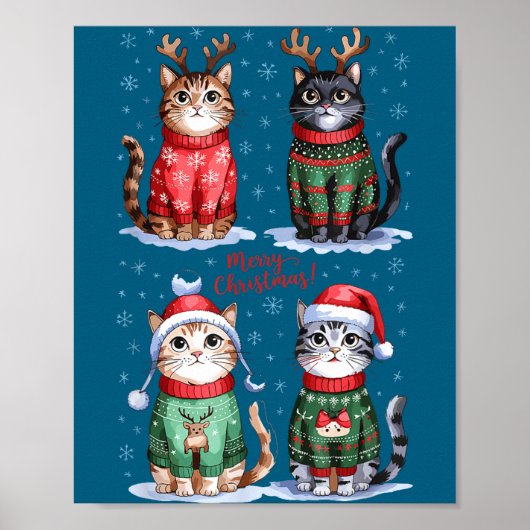 Christmas Cats _ Merry Christmas Cats Graphic  Poster (Voorkant)