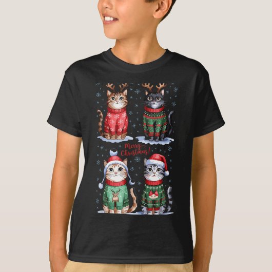 Christmas Cats _ Merry Christmas Cats Graphic  T-shirt (Voorkant)