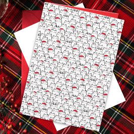 Christmas Cats Pattern Meowy Catmas Holiday Kaart