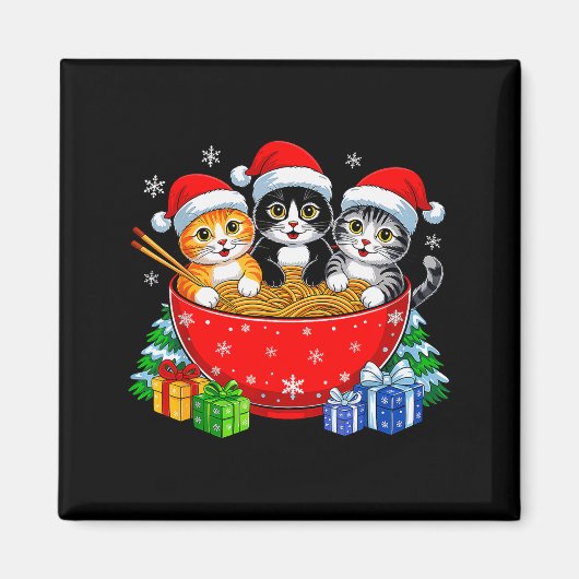 Christmas Cats Ramen Kitten Anime Xmas For Men Wom Magneet (Voorkant)