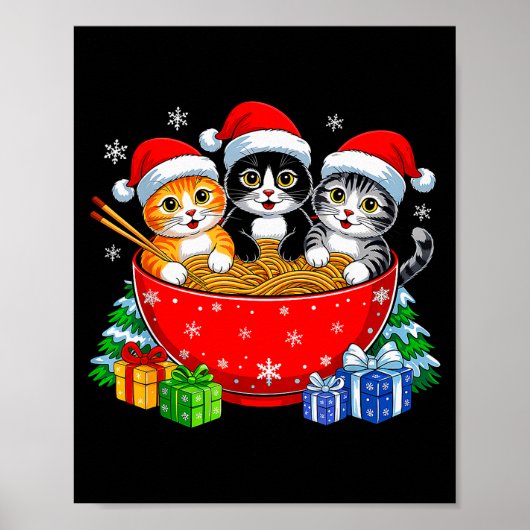 Christmas Cats Ramen Kitten Anime Xmas For Men Wom Poster (Voorkant)