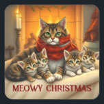 Christmas Cats Sticker<br><div class="desc">Ai genereerde kerst kat en kittens in een feestelijke scène.</div>