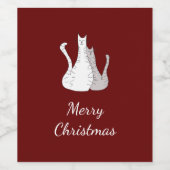 Christmas Cats Tekening Katten Elegant Script Wijn Etiket (Enkel label)