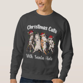 Christmas Cats with Santa Hats Cute Funny Holiday Trui