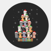Christmas Cats Xmas Meow Christmas  Ronde Sticker (Voorkant)