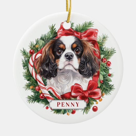 Christmas Cavalier King Charles Dog Ornament (Voorkant)