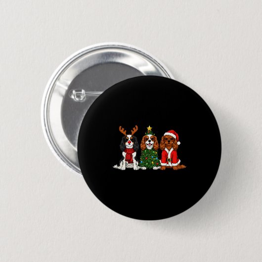 Christmas Cavalier King Charles Spaniel Santa Rein Ronde Button 5,7 Cm (Voorkant /achterkant)