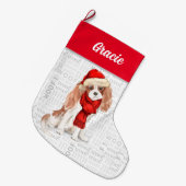 Christmas Cavalier King Charles with Dog's Name Grote Kerstsok (Voorkant (Hangend))