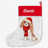 Christmas Cavalier King Charles with Dog's Name Grote Kerstsok (Achterkant)