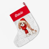 Christmas Cavalier King Charles with Dog's Name Grote Kerstsok (Achterkant (Hangend))