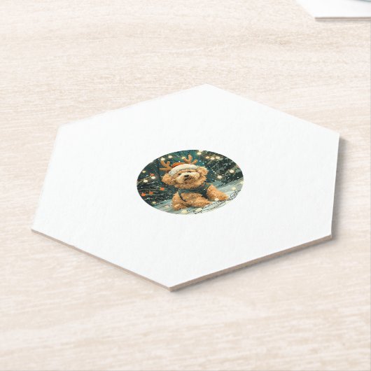 Christmas Cavapoo Rendier Dog Santa Hat Schattige  Kartonnen Onderzetters (Schuin)