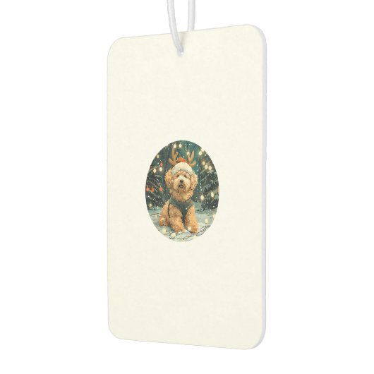 Christmas Cavapoo Rendier Dog Santa Hat Schattige  Luchtverfrisser (Links)