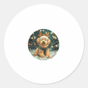 Christmas Cavapoo Rendier Dog Santa Hat Schattige  Ronde Sticker
