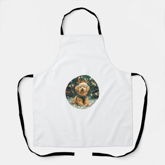 Christmas Cavapoo Rendier Dog Santa Hat Schattige Schort (Voorkant)