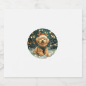 Christmas Cavapoo Rendier Dog Santa Hat Schattige Sparkling Wijnetiket (Enkel label)