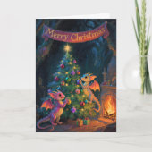 Christmas Cave Dragons – Warm Holiday Wishes Kaart (Voorkant)
