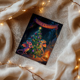 Christmas Cave Dragons – Warm Holiday Wishes Kaart