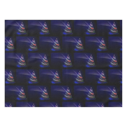 Christmas Celebration Colorful Tree Navy Blue Tafelkleed (Voorkant (Horizontaal))