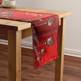 Christmas Celebration Golden Red Winter Elegant Korte Tafelloper