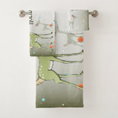 Christmas Celebration Green Deers Holidays Cute Bad Handdoek (Insitu)