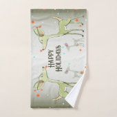 Christmas Celebration Green Deers Holidays Cute Bad Handdoek (Handdoek)