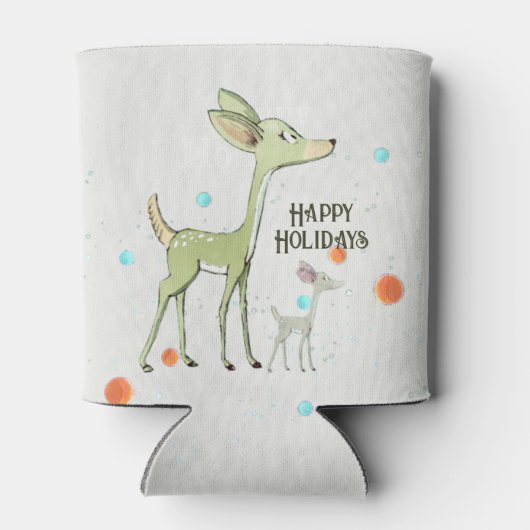 Christmas Celebration Green Deers Holidays Cute Blikjeskoeler (Achterkant)