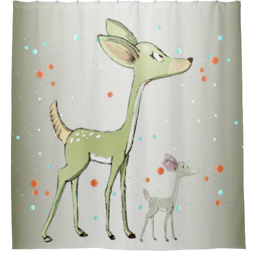 Christmas Celebration Green Deers Holidays Cute Douchegordijn (Voorkant)