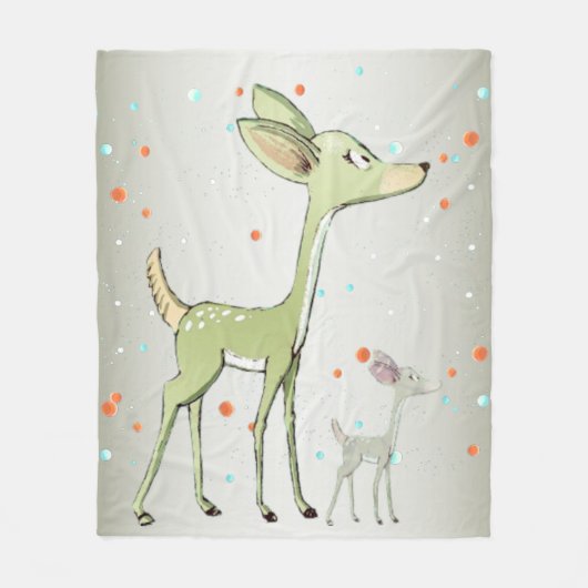Christmas Celebration Green Deers Holidays Cute Fleece Deken (Voorkant)