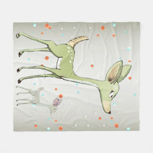 Christmas Celebration Green Deers Holidays Cute Fleece Deken (Voorkant (Horizontaal))