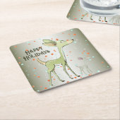 Christmas Celebration Green Deers Holidays Cute Kartonnen Onderzetters (Schuin)