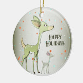 Christmas Celebration Green Deers Holidays Cute Keramisch Ornament (Links)