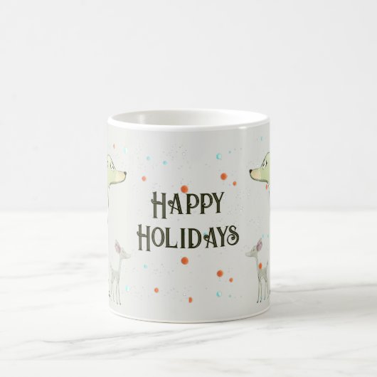 Christmas Celebration Green Deers Holidays Cute Koffiemok (Center)