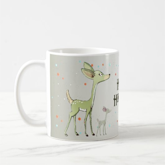 Christmas Celebration Green Deers Holidays Cute Koffiemok (Links)