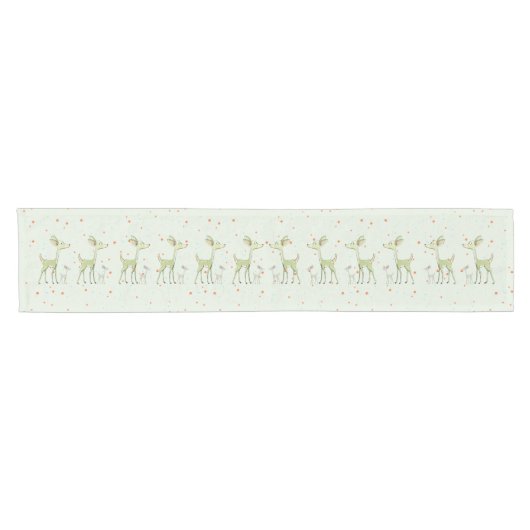 Christmas Celebration Green Deers Holidays Cute Korte Tafelloper (Horizontaal)