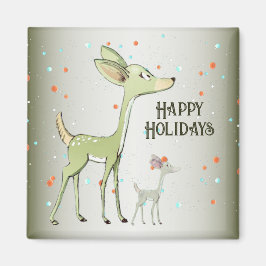 Christmas Celebration Green Deers Holidays Cute Magneet