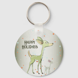 Christmas Celebration Green Deers Holidays Cute Sleutelhanger