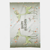Christmas Celebration Green Deers Holidays Cute Theedoek (Verticaal)