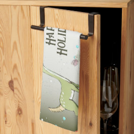 Christmas Celebration Green Deers Holidays Cute Theedoek