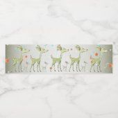 Christmas Celebration Green Deers Holidays Cute Waterfles Etiket (Enkel label)