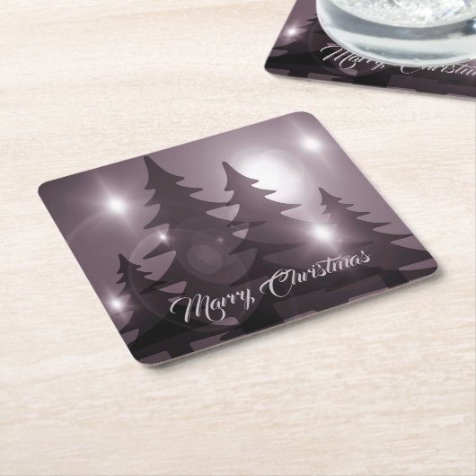 Christmas Celebration Pink Trees Purple Elegant Kartonnen Onderzetters (Schuin)