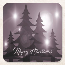 Christmas Celebration Pink Trees Purple Elegant Kartonnen Onderzetters