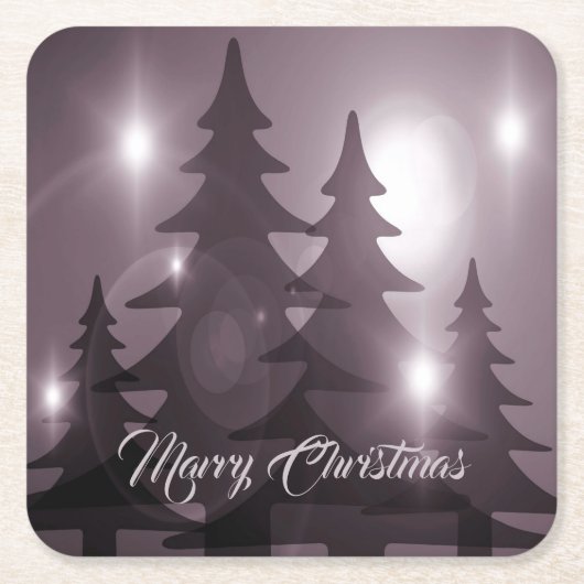 Christmas Celebration Pink Trees Purple Elegant Kartonnen Onderzetters (Voorkant)