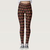 Christmas Celebration Red Candles Green Leaves Leggings (Voorkant)