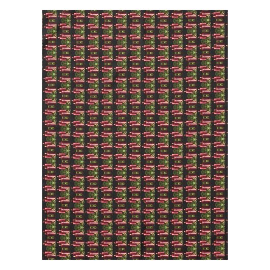 Christmas Celebration Red Candles Green Leaves Tafelkleed (Voorkant)