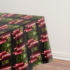 Christmas Celebration Red Candles Green Leaves Tafelkleed