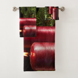 Christmas Celebration Red Candles Winter Holidays Bad Handdoek