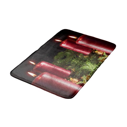 Christmas Celebration Red Candles Winter Holidays Badmat (Gekanteld)