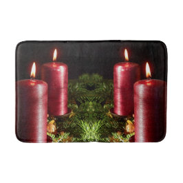 Christmas Celebration Red Candles Winter Holidays Badmat