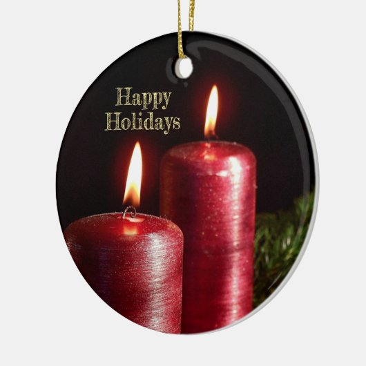 Christmas Celebration Red Candles Winter Holidays Keramisch Ornament (Links)