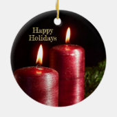 Christmas Celebration Red Candles Winter Holidays Keramisch Ornament (Achterkant)